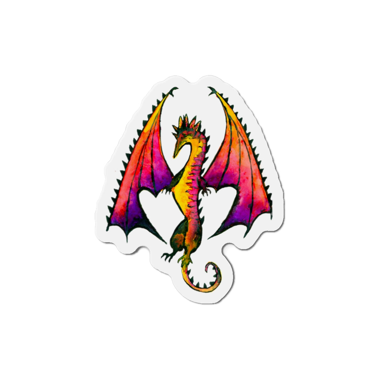 Fire Dragon Die-Cut Magnets  Custom Shape, 5 Sizes, Vinyl Material for Outdoor Use, Flexible and Durable, Black Backing - Home Decor Refrigerator Magnets