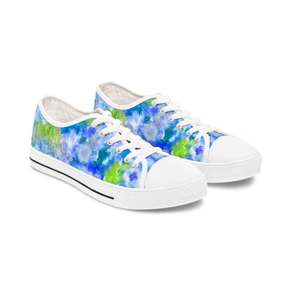 Floral Watercolor Low Top Sneakers — Blue Green Garden Print