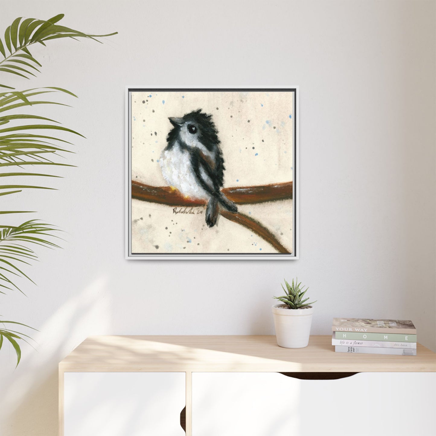 Black Finch Bird Framed Wall Art