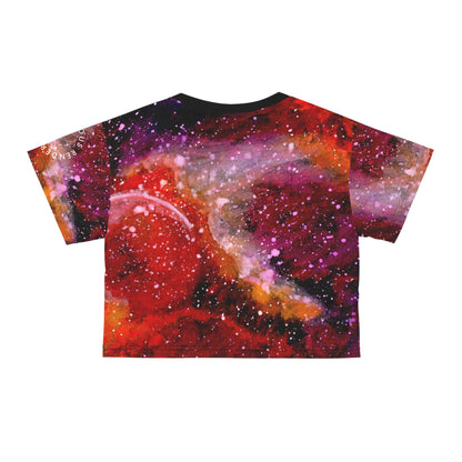Red Nebula Crop Tee – Galactic Space Print Cosmic Top