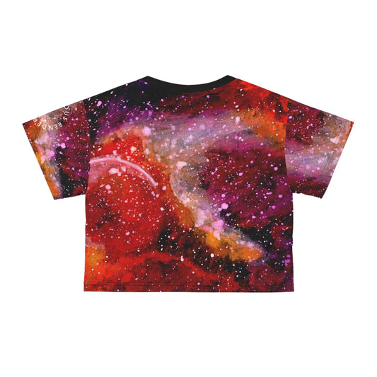 Red Nebula Crop Tee – Galactic Space Print Cosmic Top