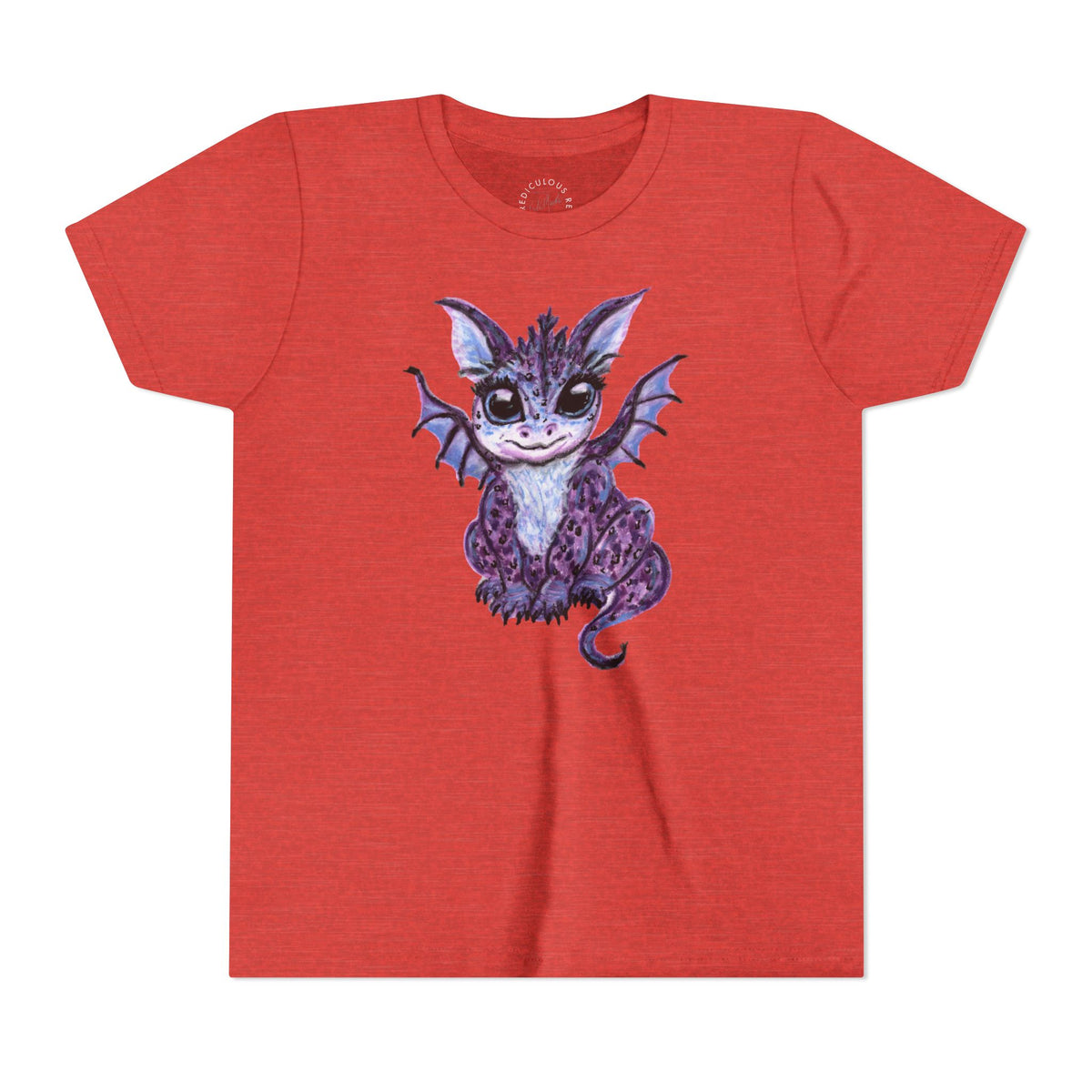 Youth Tee — Cute Purple Baby Dragon Illustration Kids Shirt