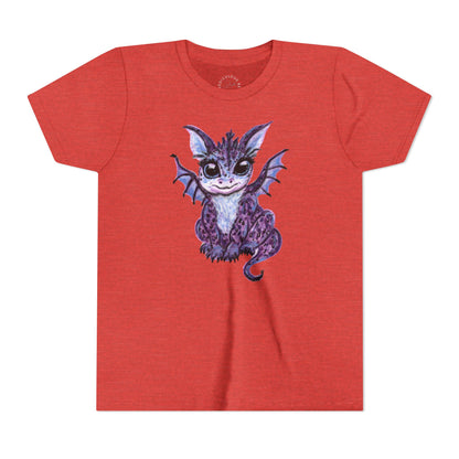 Youth Tee — Cute Purple Baby Dragon Illustration Kids Shirt