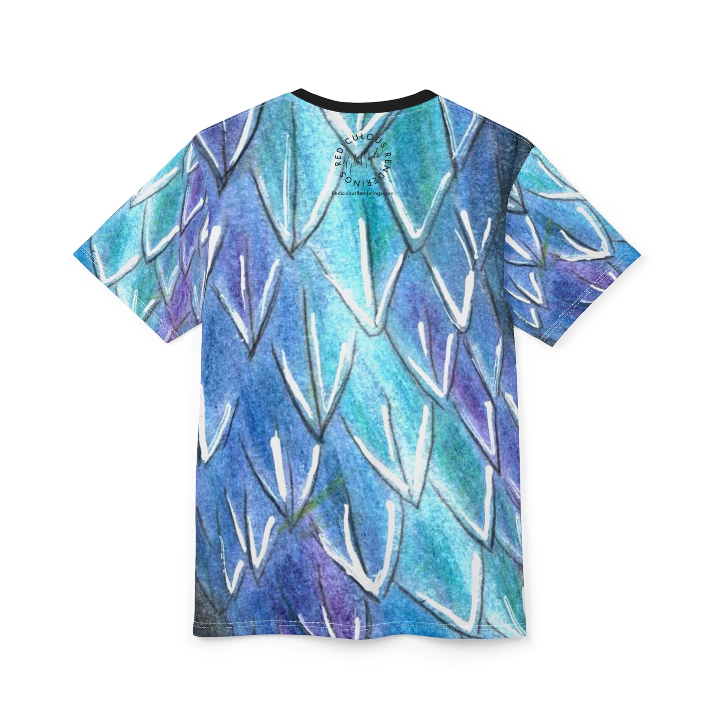 Blue Serpent All-Over Print Tee — Water Snake Face Design