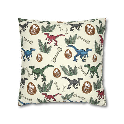 Dinosaur Fossil Pattern Pillowcase — Kids Paleontology Throw Pillow Cover