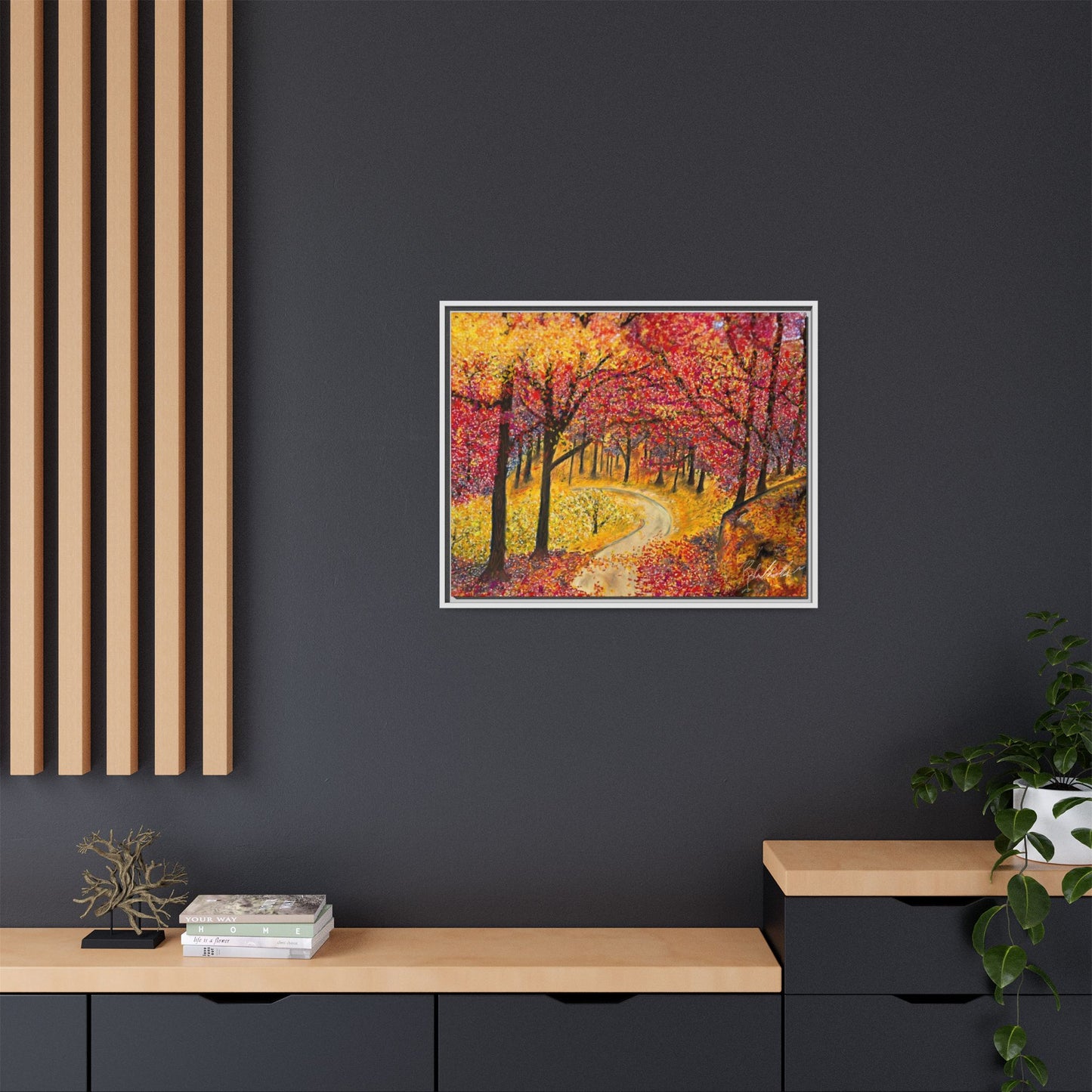 Vibrant Fall Forest Framed Wall Art
