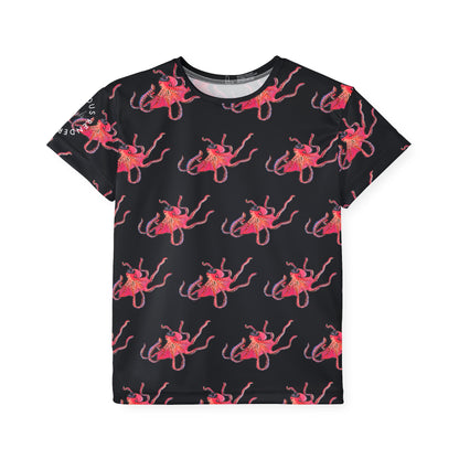 Kids Octopus Sports Jersey — Bright Red Octopus All-Over Print