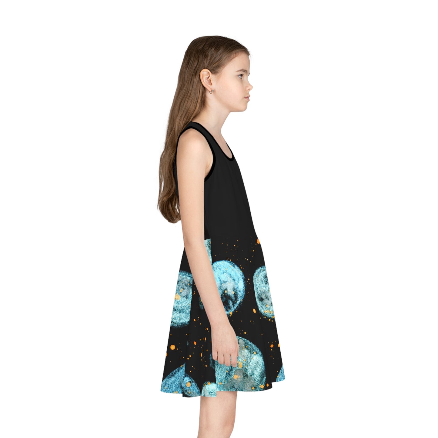 Little Blue Planets Galaxy Girls' Sleeveless Sundress (AOP)