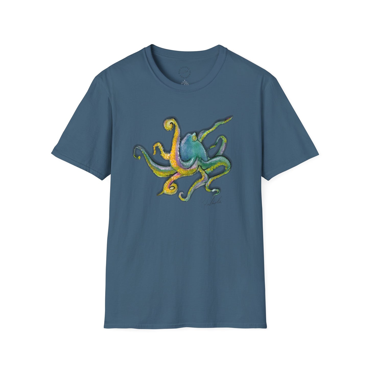 Green octopus Unisex Softstyle T-Shirt