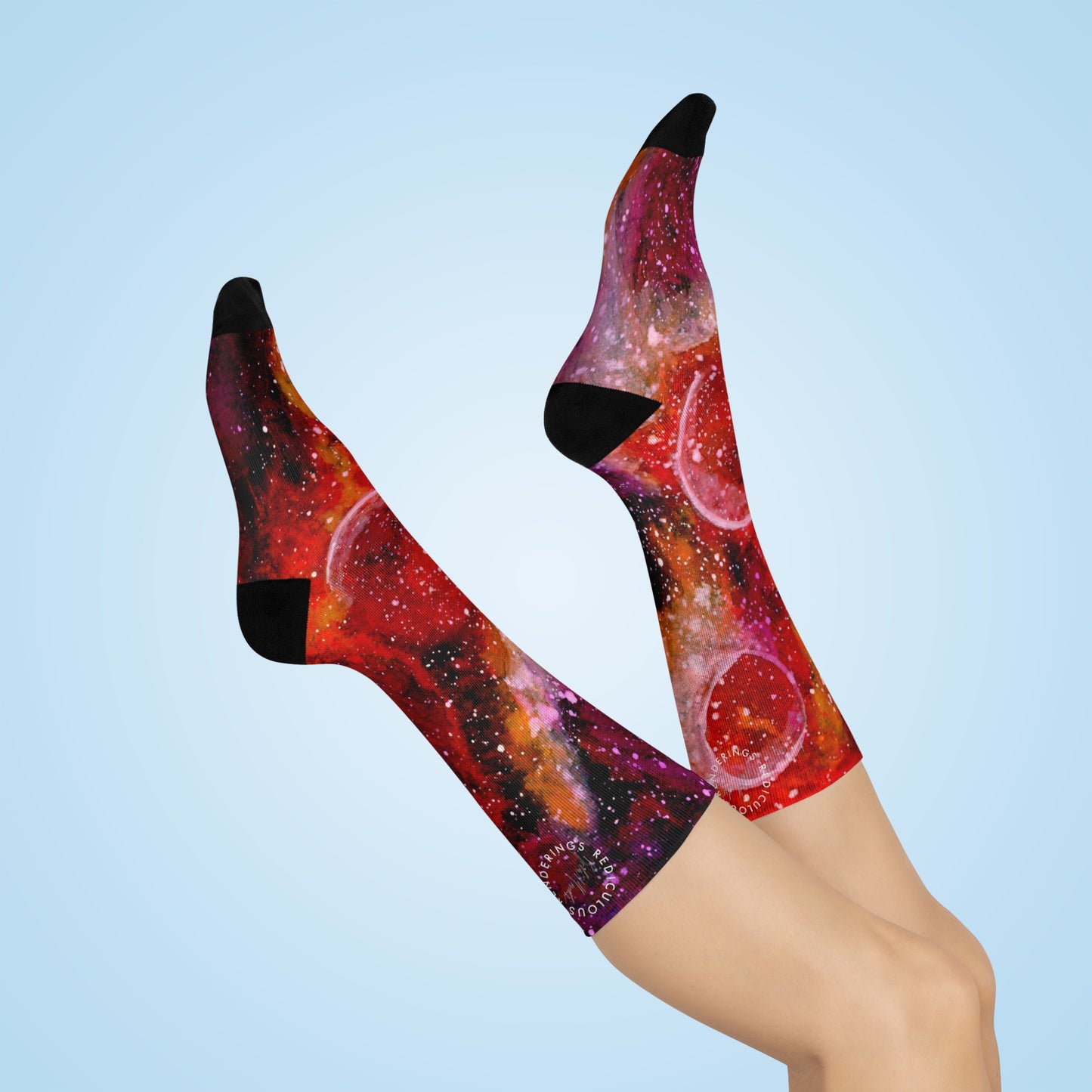 Orange Moons Galaxy Cushioned Crew Socks