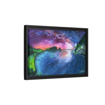 Watercolor Sunset Lake Framed Wall Art