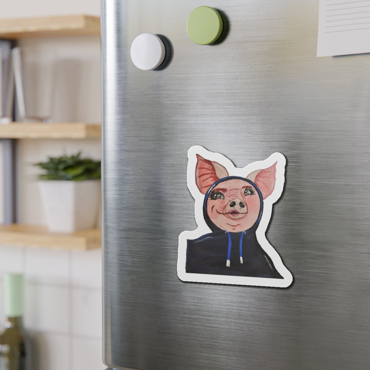 Hoodie Pig Die-Cut Magnets  Custom Shape, 5 Sizes, Vinyl Material for Outdoor Use, Flexible and Durable, Black Backing - Home Decor Refrigerator Magnets