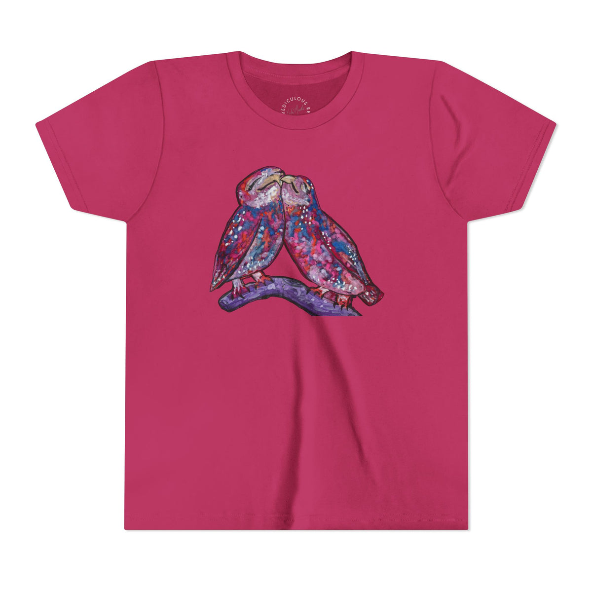 Youth Tee – Watercolor Lovebirds Graphic