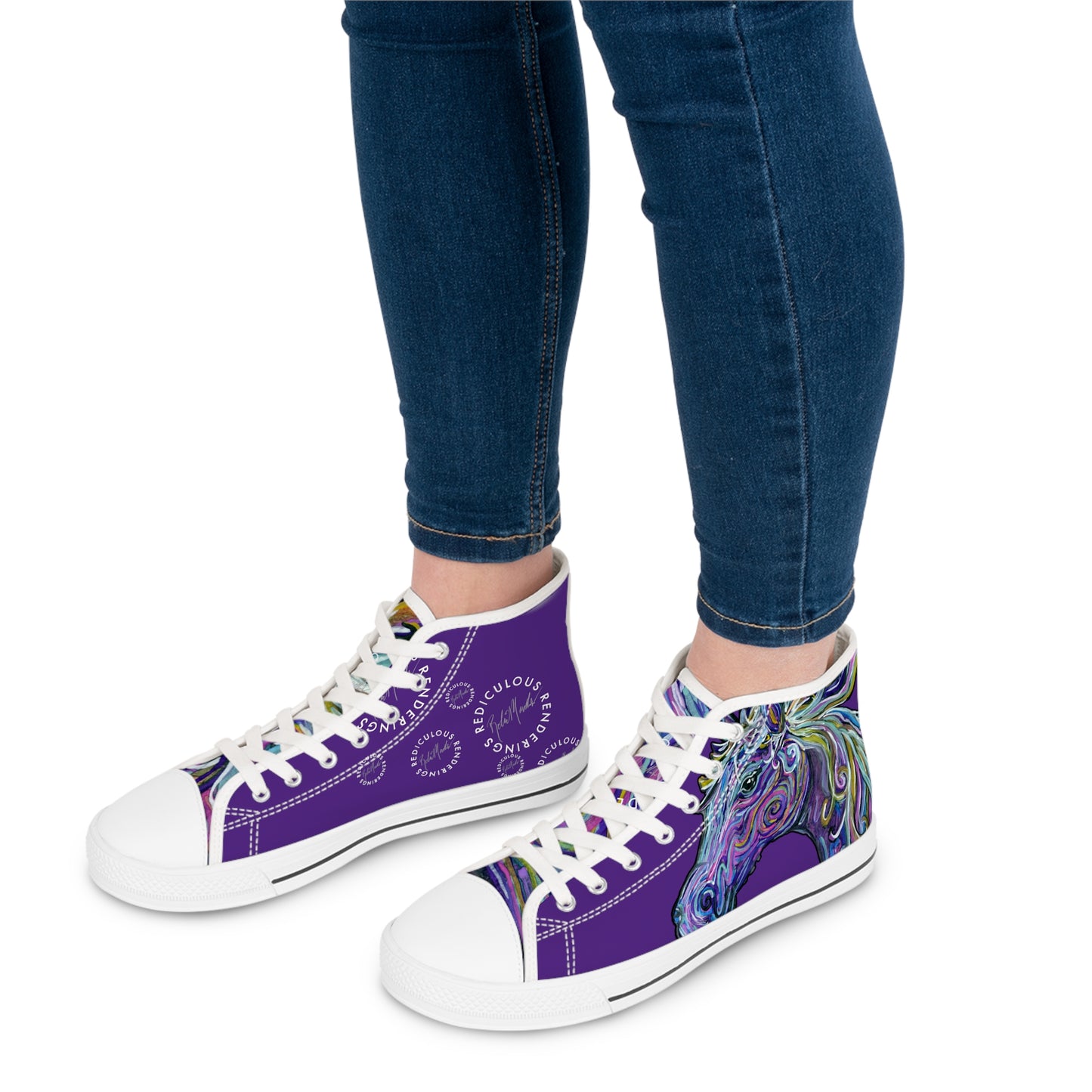 Purple Abstract Horse Unisex High Top Sneakers