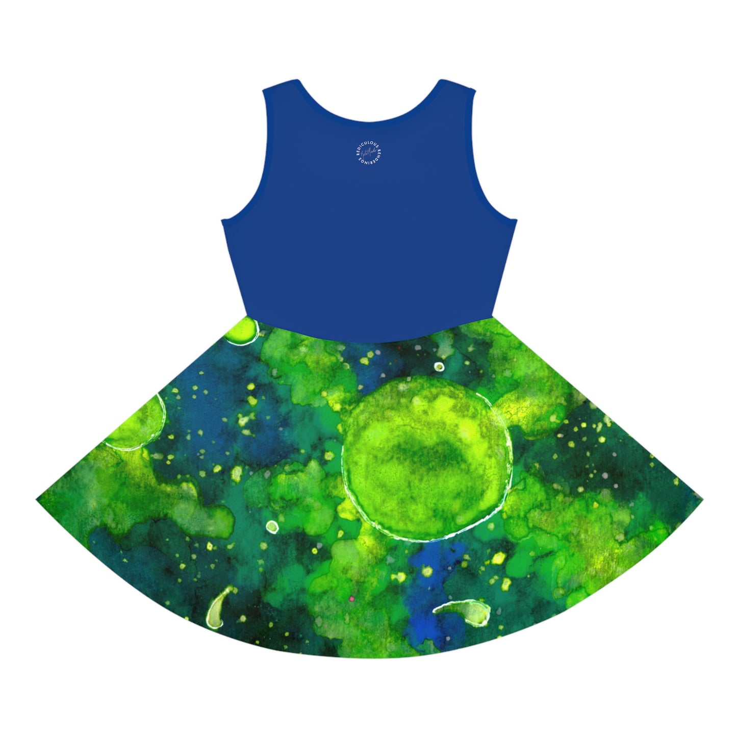 Blue Top Green Galaxy Girls' Sleeveless Sundress (AOP)