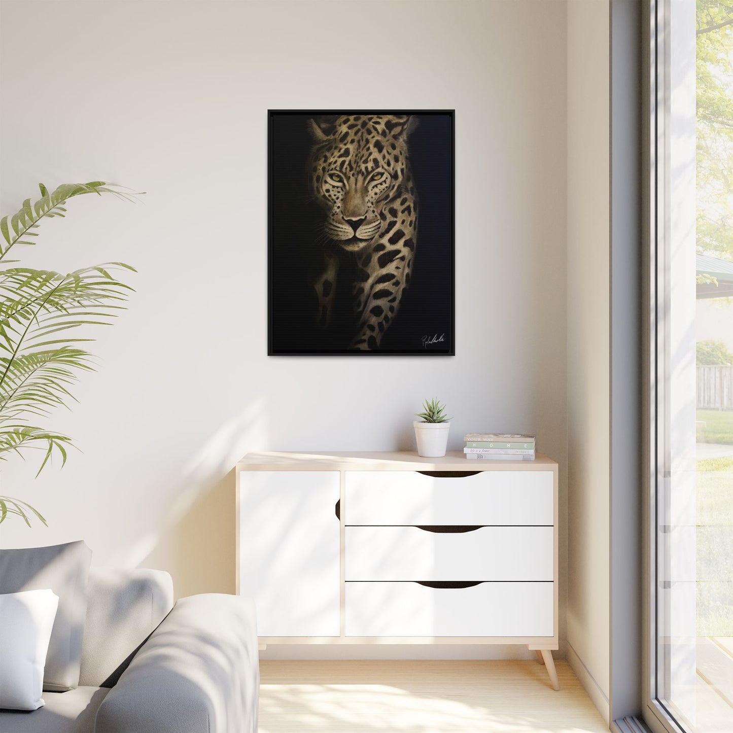 Leopard at Night Framed Wall Art
