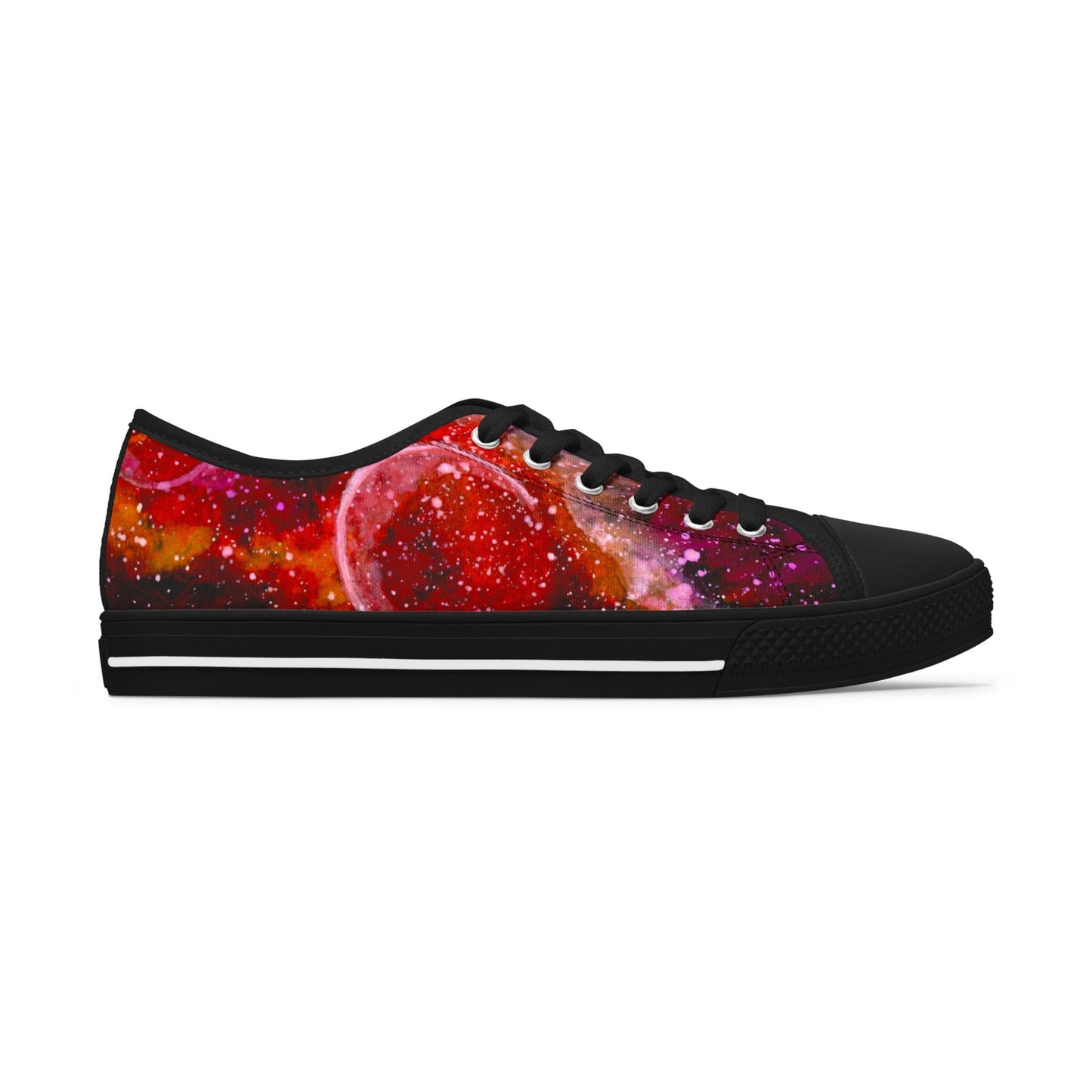 Low Top Sneakers — Red Cosmic Planet Print Women’s Sneakers