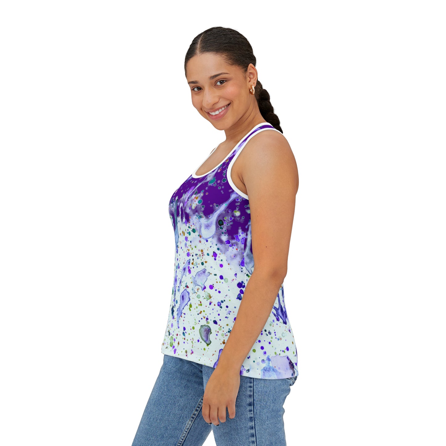 Purple Color Splash Women's Tank Top (AOP)