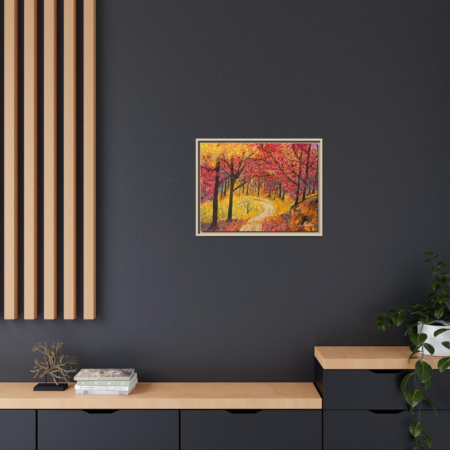 Vibrant Fall Forest Framed Wall Art