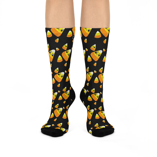 Candy Corn Halloween Cushioned Crew Socks