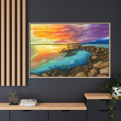 Sunset Ocean Beach Framed Wall Art