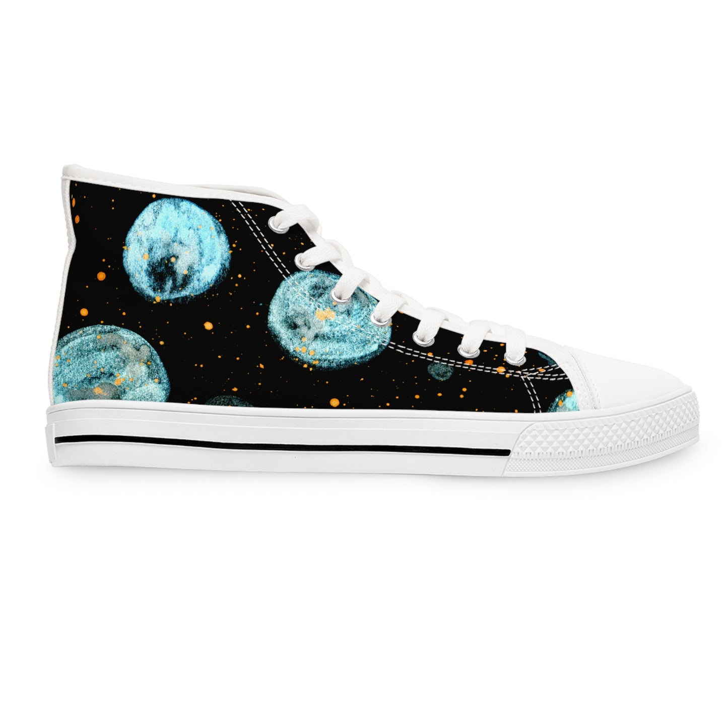 Little Blue Planets Galaxy Unisex Classic High Top Sneakers Closed Toe Casual Walking Fashion Shoes