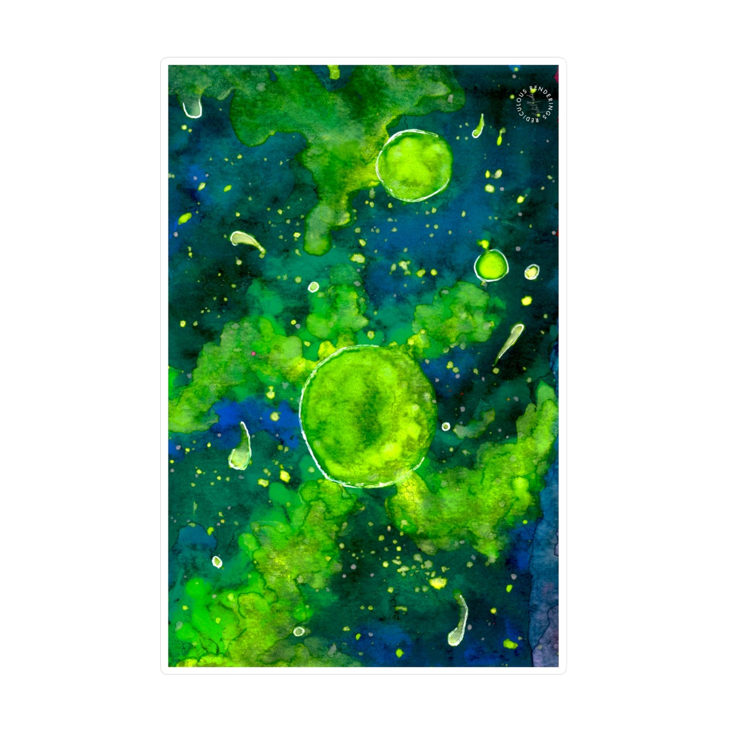 Green Galaxy Kiss-Cut Vinyl Decals Water, Scratch & UV-Resistant Satin Finish Vinyl Sticker with Removable Adhesive