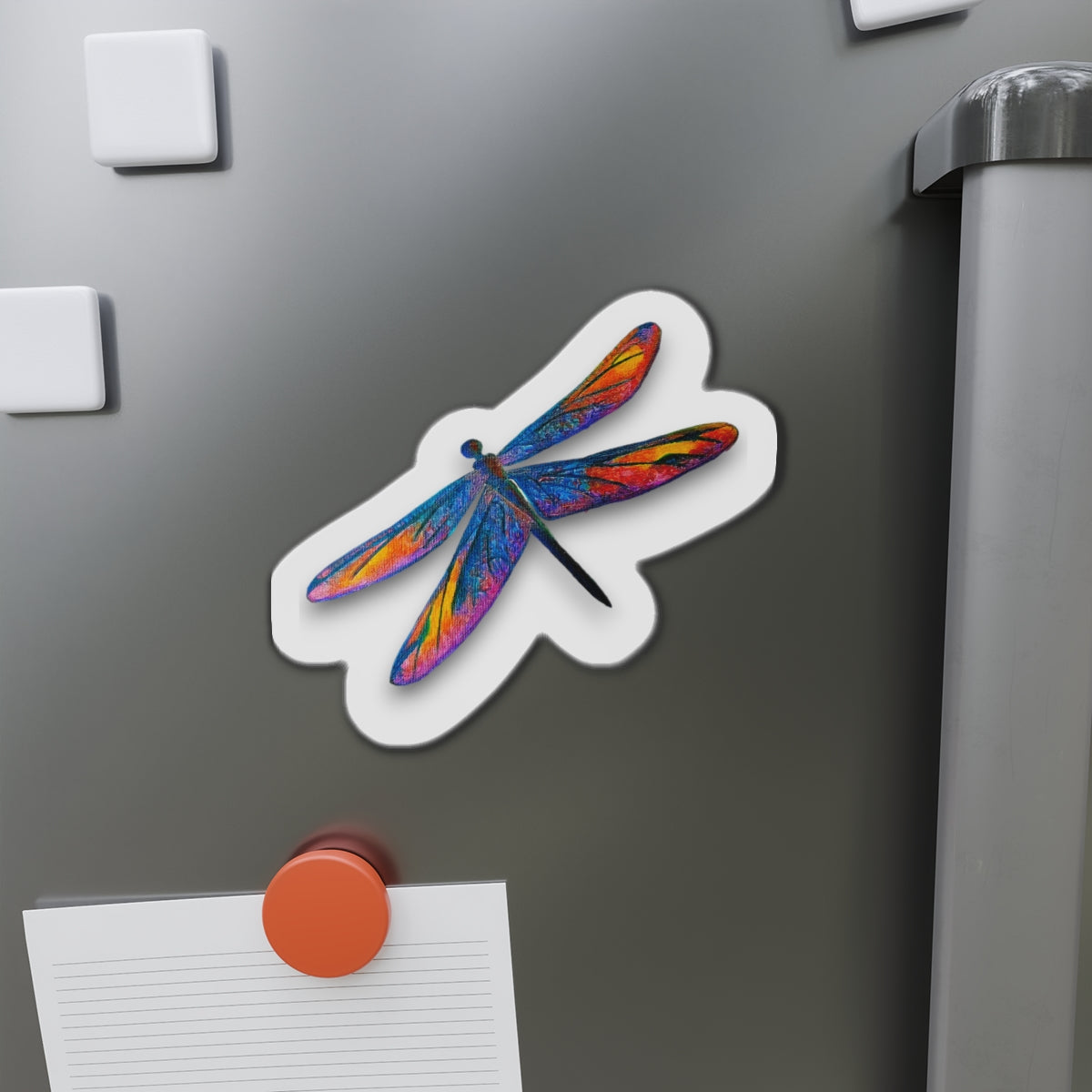 Dragonfly Cut Magnets  Custom Shape, 5 Sizes, Vinyl Material for Outdoor Use, Flexible and Durable, Black Backing - Home Decor Refrigerator Magnets