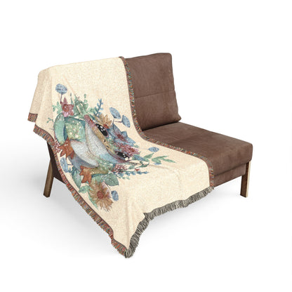 Frog Floral Woven Blanket