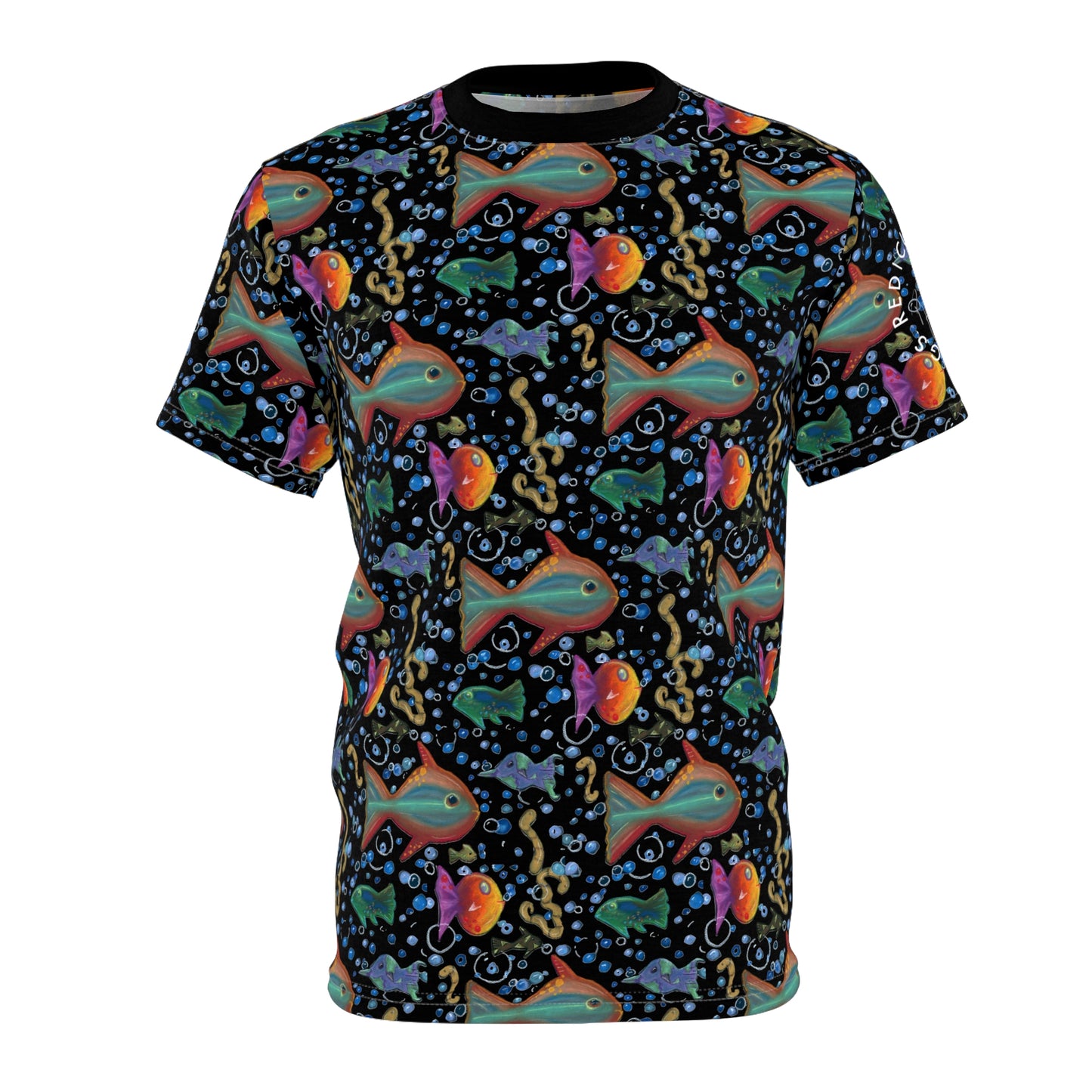 T-Shirt — Neon Retro Fish All-Over Print Tee