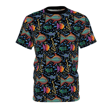 T-Shirt — Neon Retro Fish All-Over Print Tee