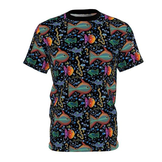 T-Shirt — Neon Retro Fish All-Over Print Tee