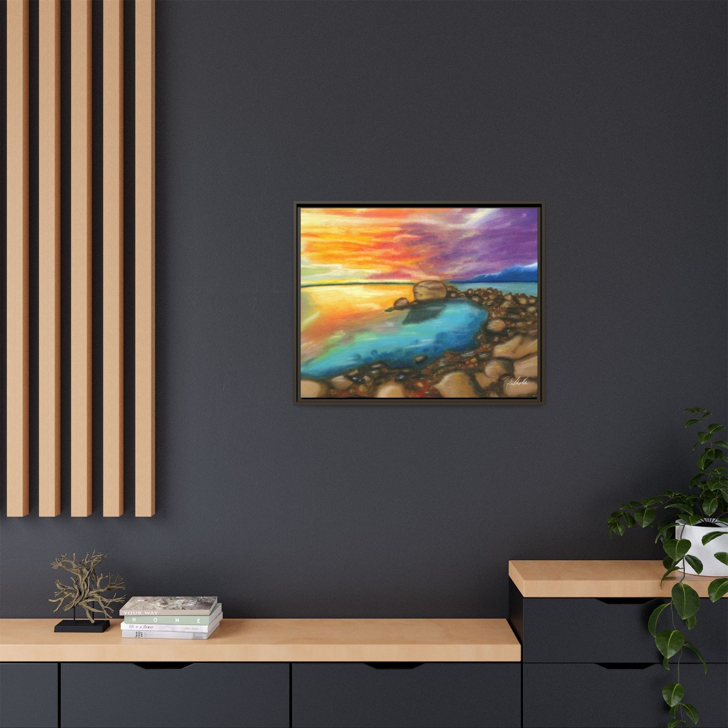 Sunset Ocean Beach Framed Wall Art