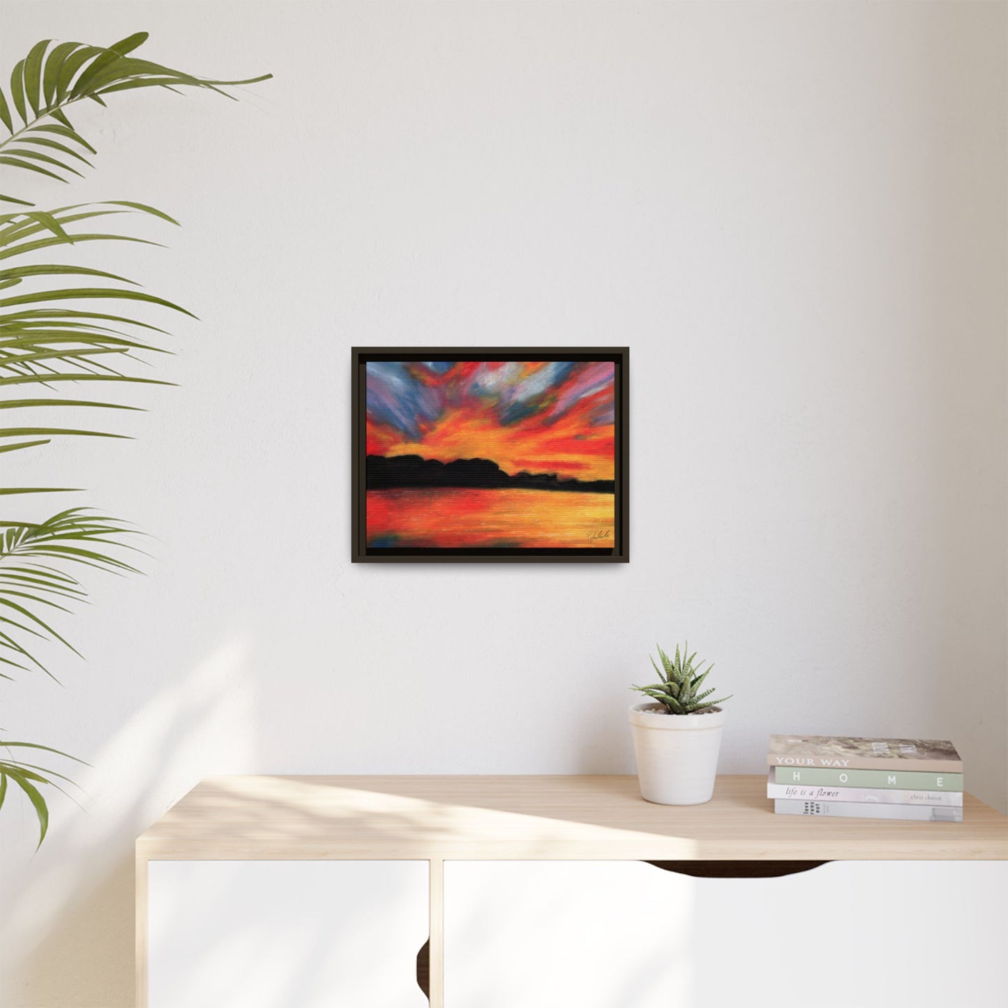 Sunset Over The Lake Framed Wall Art