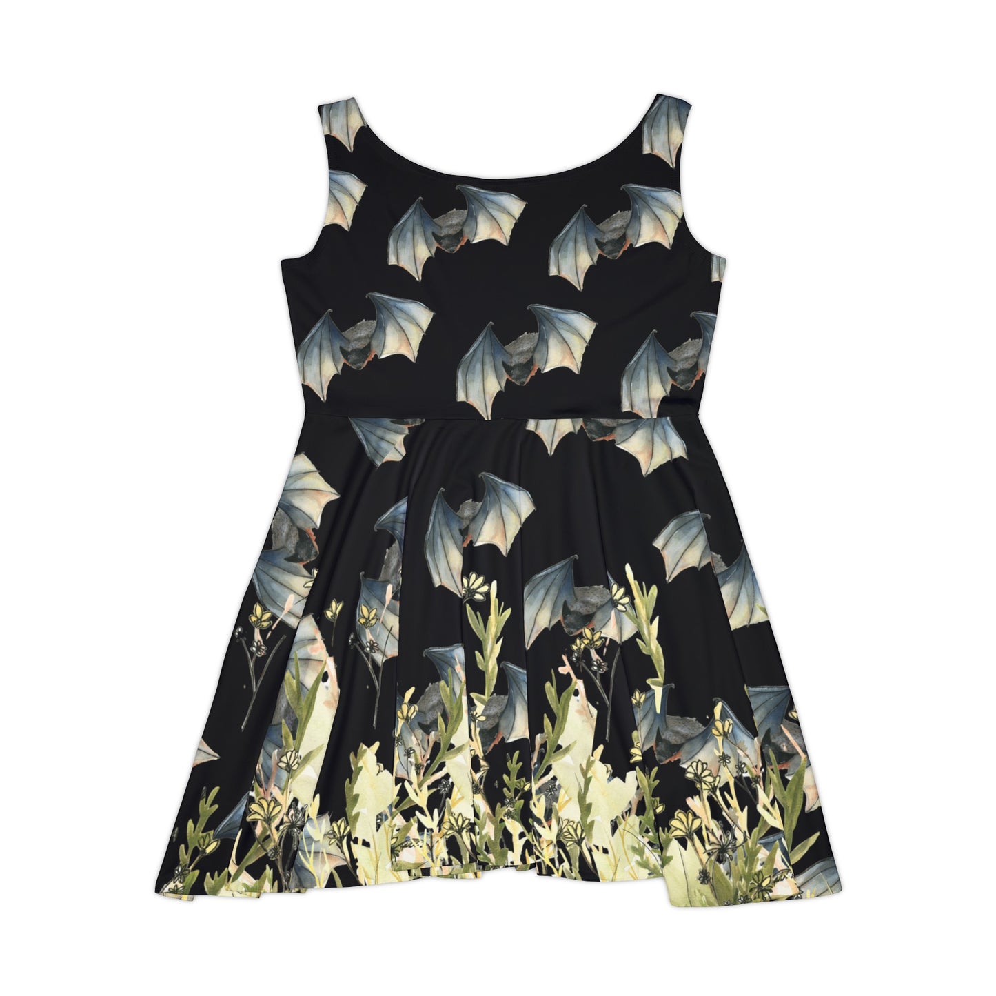 Black Flying Bat Women's Skater Dress (AOP)