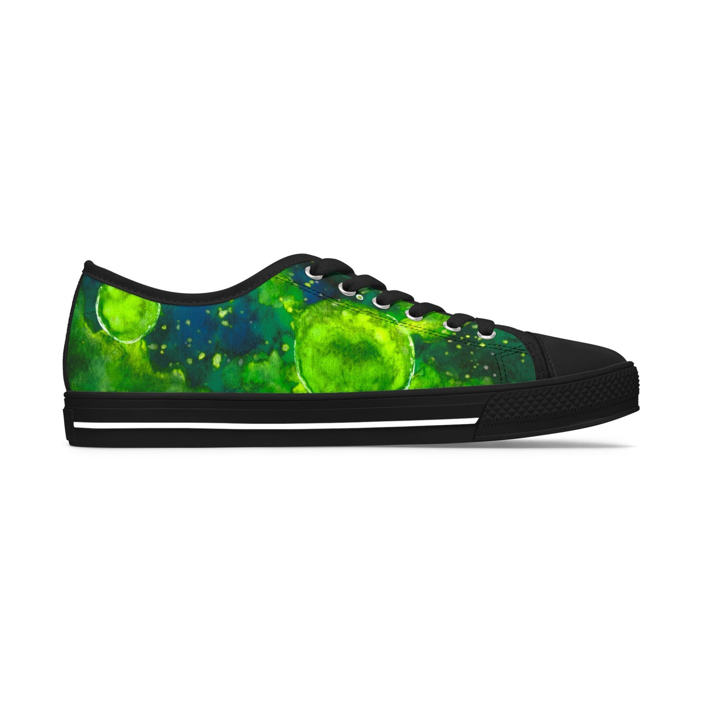Low Top Sneakers — Green Galaxy Moon Pattern