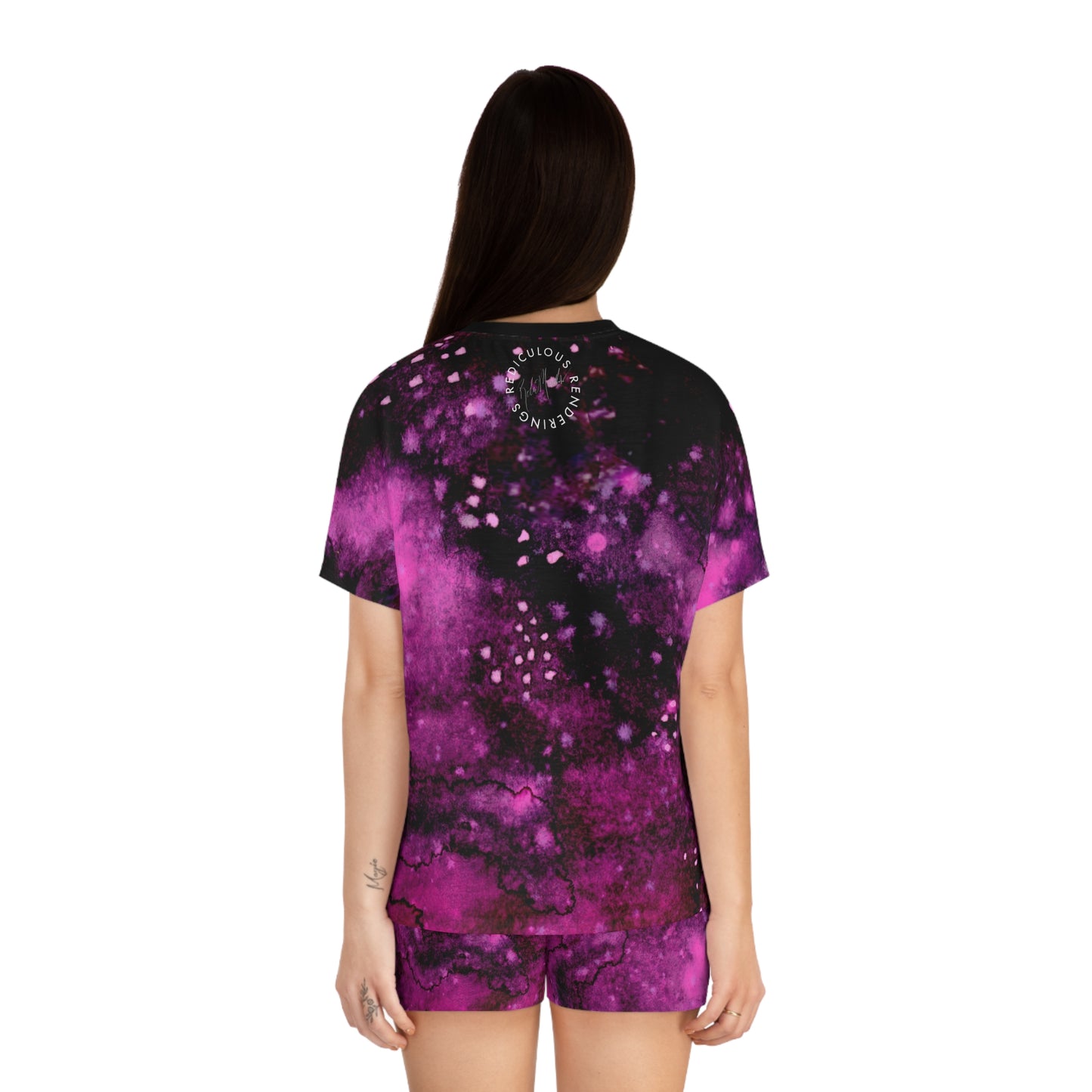 Galaxy Pink Women's Pajama Set - Short Sleeve & Shorts Sleepwear