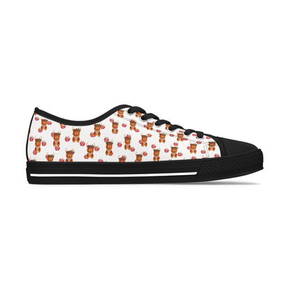 Low Top Sneakers — Cute Highland Cow Print Women's Canvas Shoes