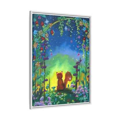 Fox Under Flowers Framed Wall Art