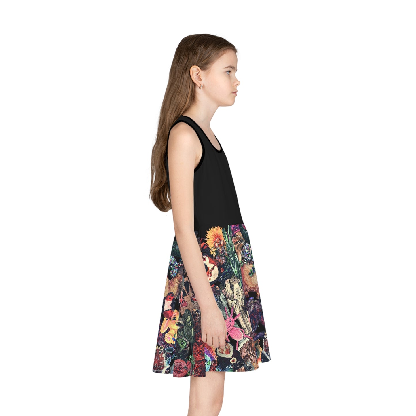 Faded Animal Mashup Kids Skater Dress (AOP)