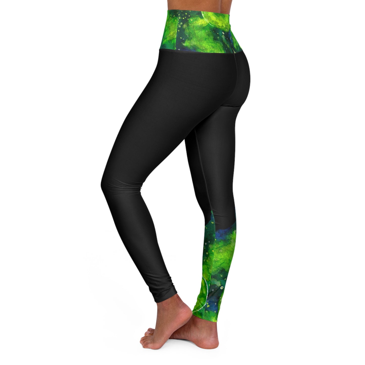 Green Galaxy High Waisted Yoga Leggings (AOP)