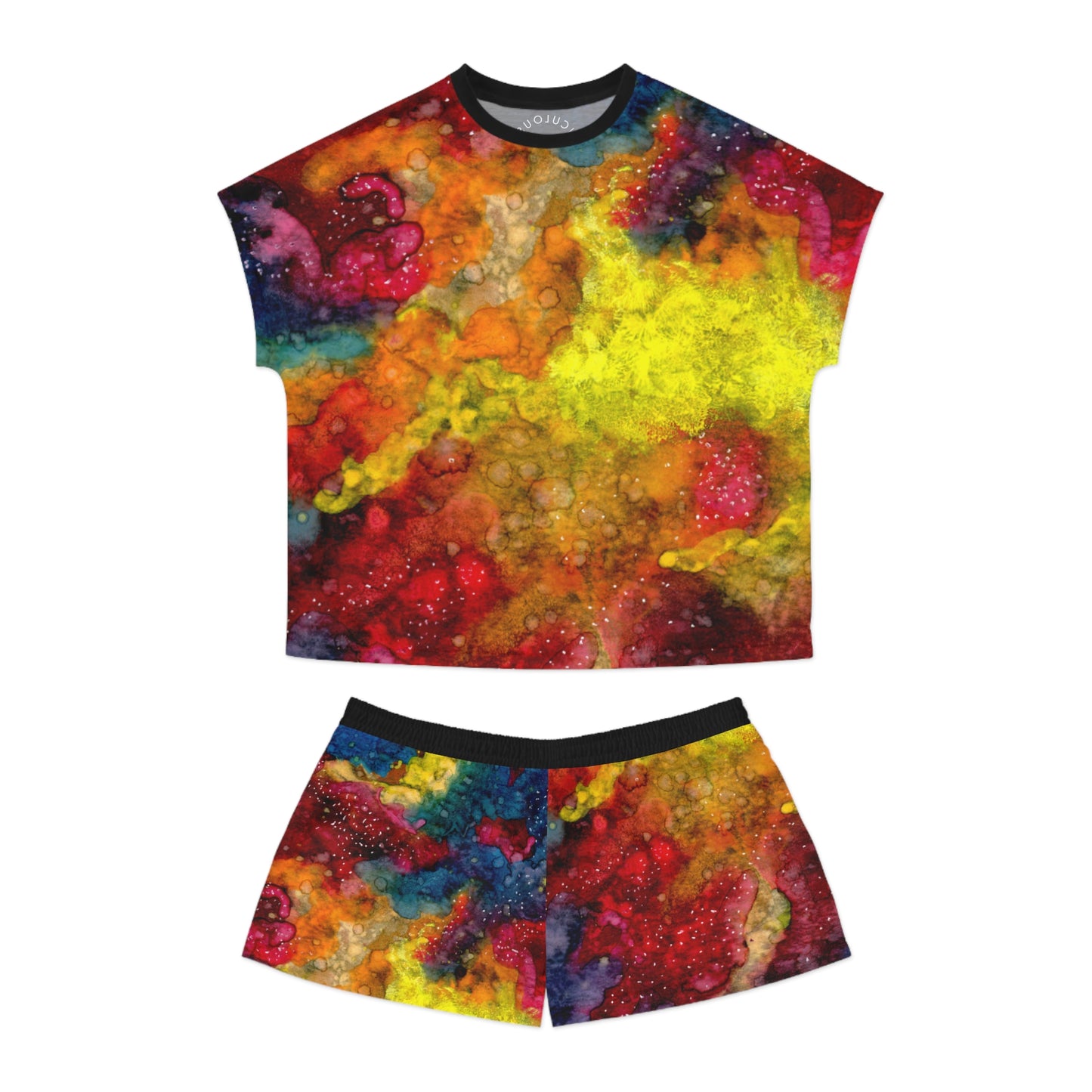 Women's Colorful Marble Pajama Set — Vibrant Abstract AOP Sleepwear