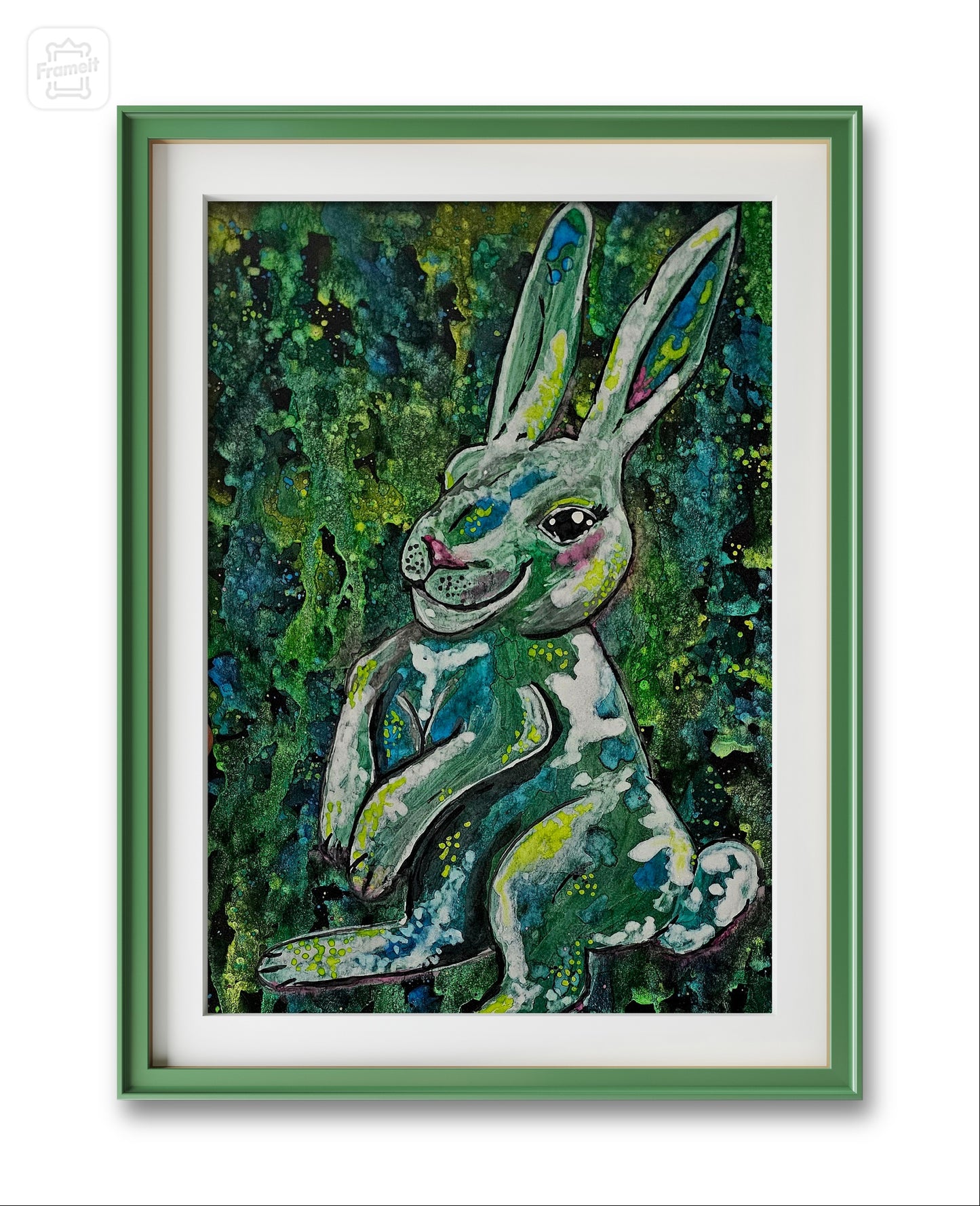 Abstract Green Bunny Rabbit 8x10 Museum Grade Fine Art Print