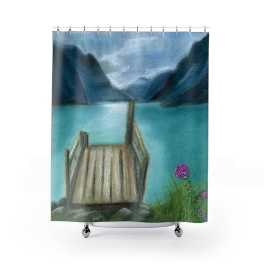 Misty Lake Mornings Shower Curtain