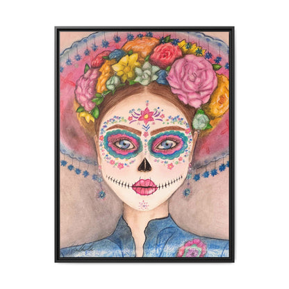 Day of the Dead Skull Woman Framed Wall Art