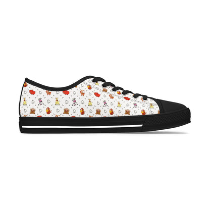 Cute Cow Bell Printed Women's Classic Low Top Sneaker Shoes