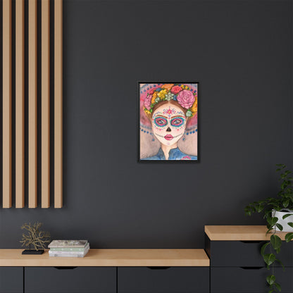 Day of the Dead Skull Woman Framed Wall Art