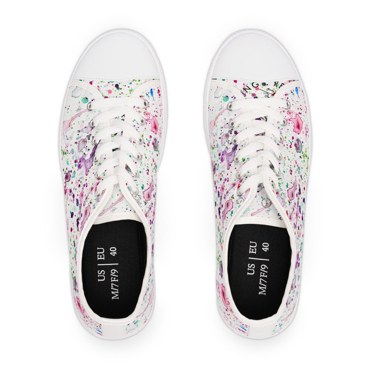 Low Top Sneakers — Pastel Watercolor Floral Print Women's Canvas Shoes