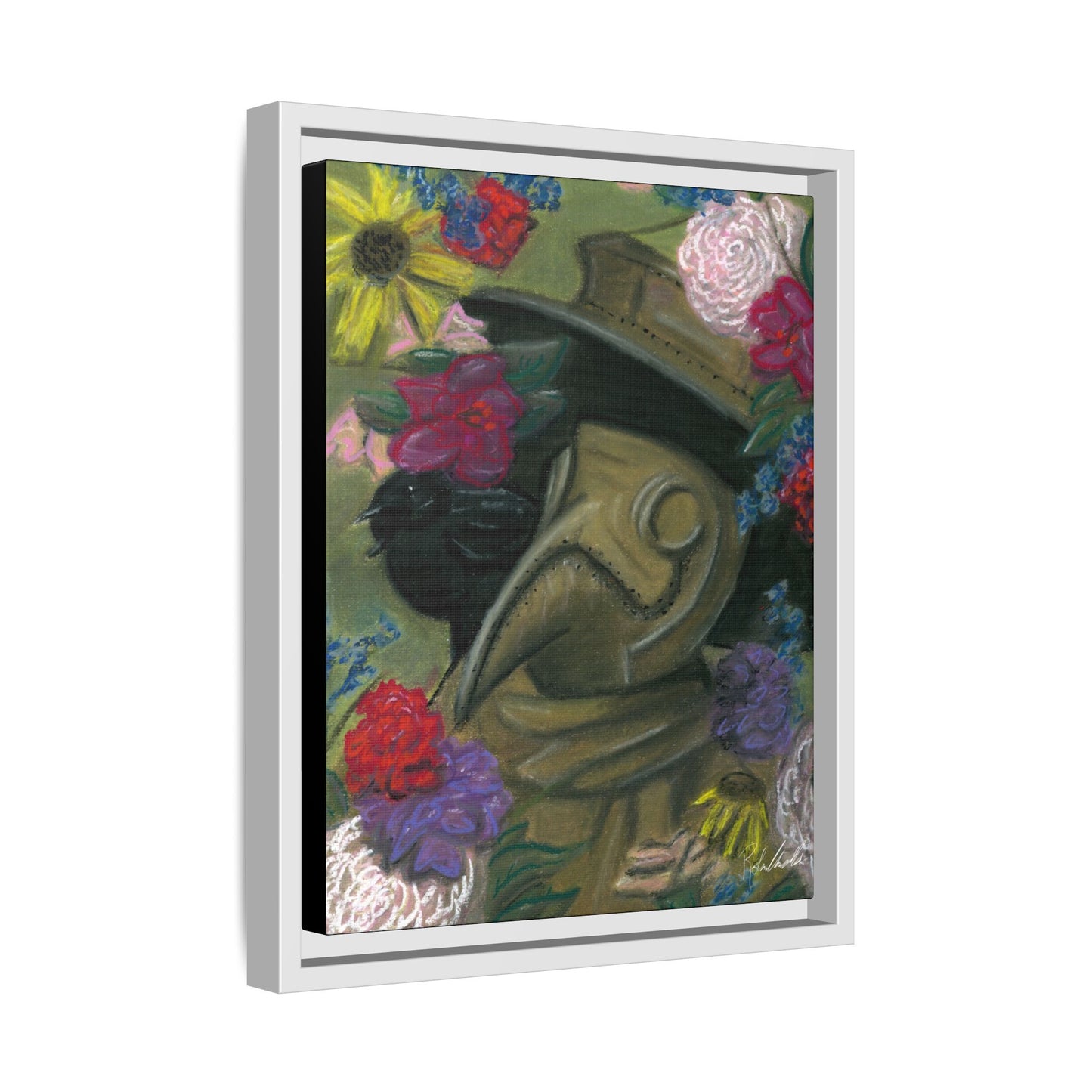 Plague Doctor and Raven Framed Wall Art