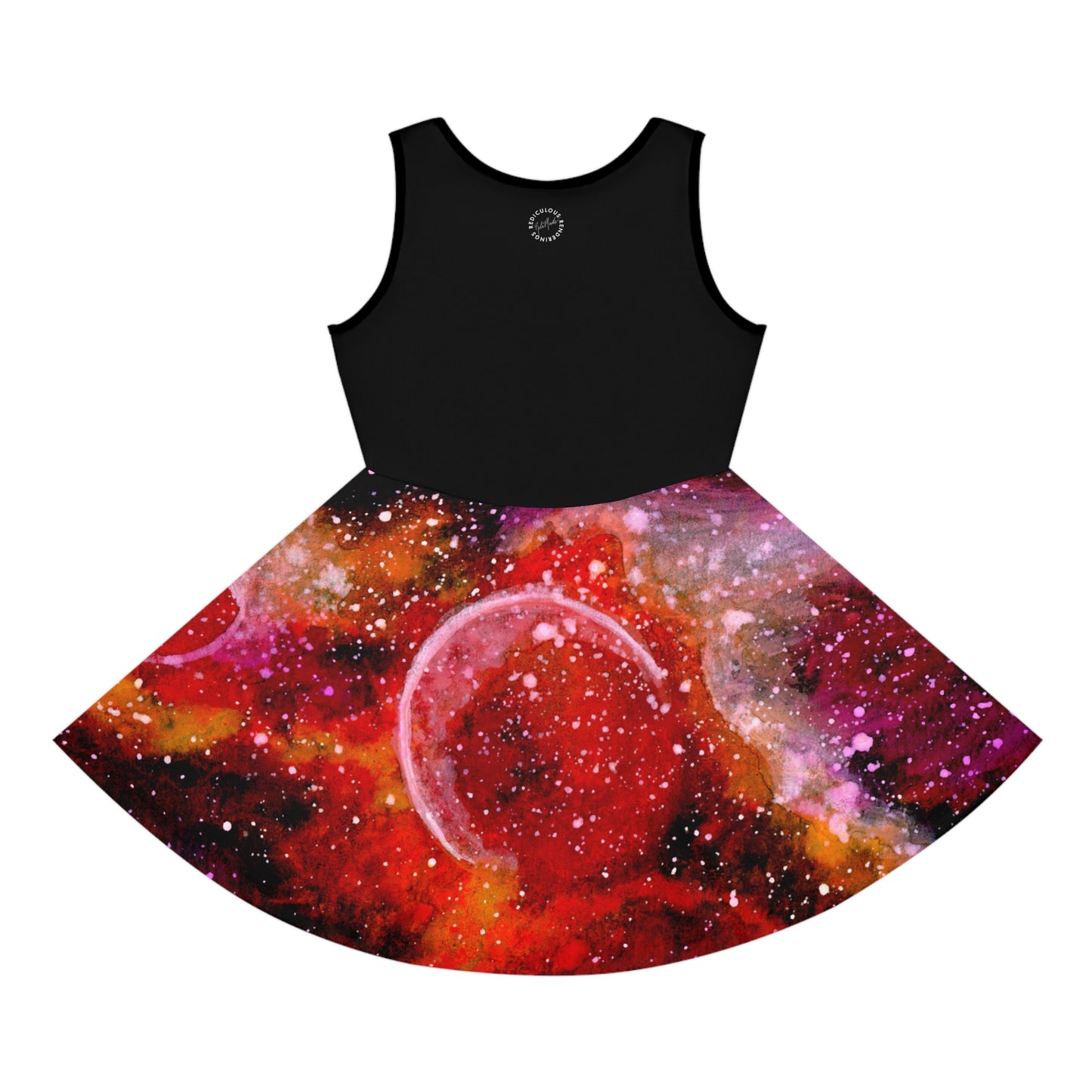 Orange Moons Galaxy Girls' Sleeveless Sundress (AOP)